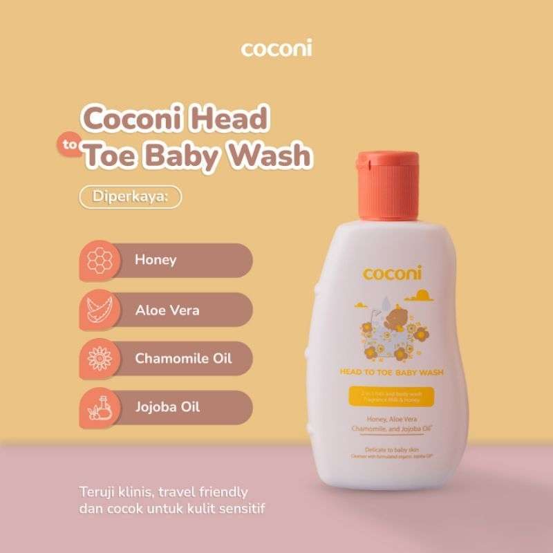 Jual Coconi Head To Toe Baby Wash Sabun & Shampoo Bayi Untuk Kulit Normal / Kering / Sensitif