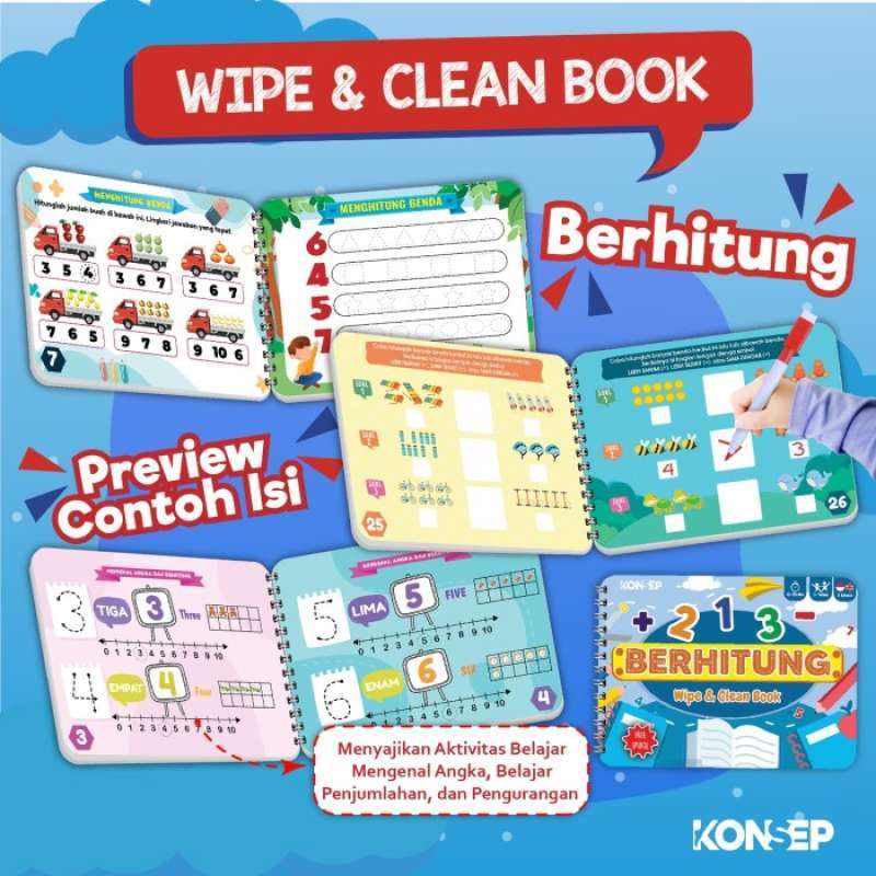 Promo [jkt] Konsep Wipe Clean Book Buku Edukasi Anak Belajar Menulis ...