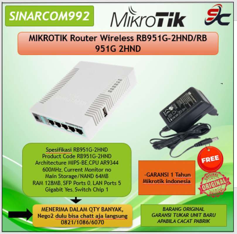 Promo Mikrotik Router Wireless Rb951g-2hnd/rb 951g 2hnd Diskon 23% Di ...