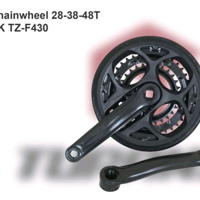 Crank Turanza TZ-F430 Triple 48-38-28T Arm 170 speed F430 Piringan Gear  Tengah