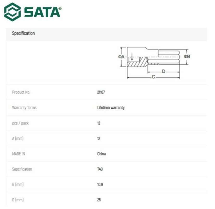 Tool Shock Bit Jual Kunci Shock Bit Bintang T 40 21107 1/4 Dr Bit Socket, Torx Sata ...