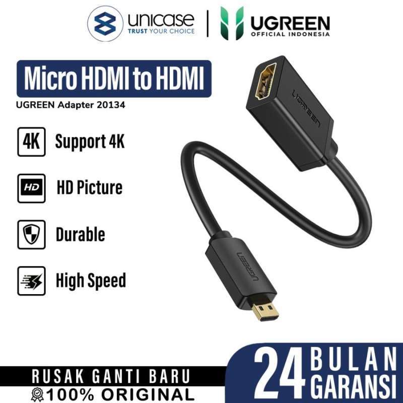 UGREEN Converter Display Kabel Micro HDMI (Male) to HDMI (Female) 10cm - 20134 20134