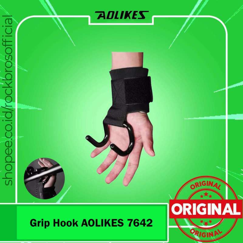 Wrist Band Grip Hook Aolikes 7642 Alat Bantu Kait Anti Slip Claw Tali  Latihan Strap Olahraga Gym Fitness Support