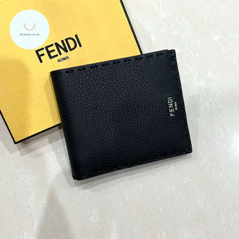 Jual Fendi Selleria Bifold Wallet In Black Grained 8cc+ 2internal