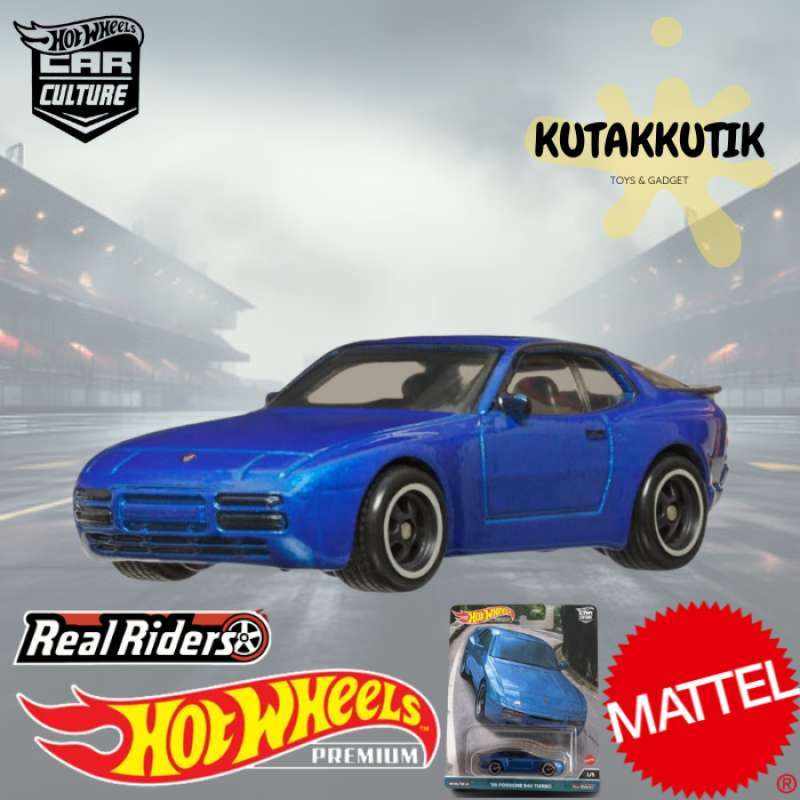 Hotwheels Premium Mobil Balap Sedan 89 Porsche 944 Turbo Biru Real Riders