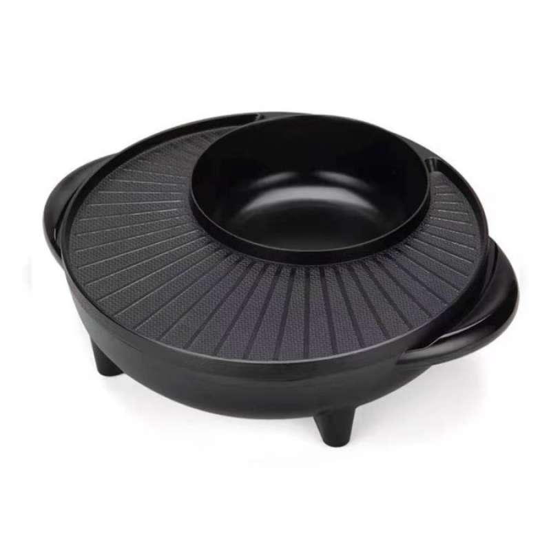 Panci Elektrik 2in1 Bbq Grill Hotpot Sukiyaki Shabu Steam Electric Pan