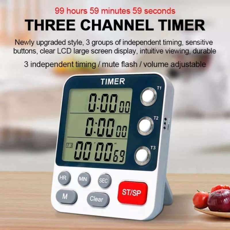 Promo avpro ys318 3 channels kitchen timer 100 hours countdown timer