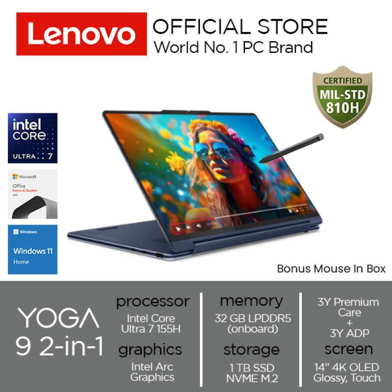 Lenovo Yoga 9 2-in-1 Convertible - Intel Core Ultra 7, 14 Zoll 2.8K Touch, 16GB RAM