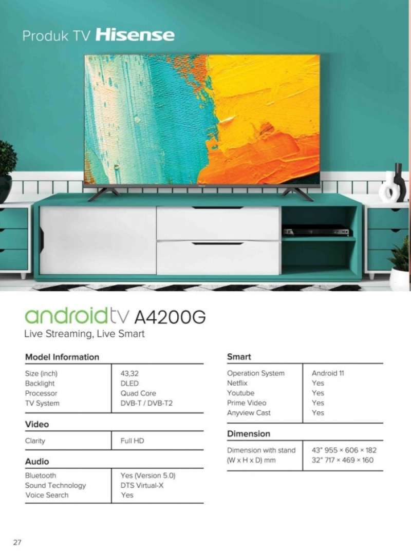 Jual Hisense Smart Android Digital Tv 32 Inch Full Hd Bezeless 32a4200g ...