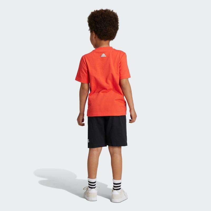 adidas Kids Little Essentials Logo T-Shirt And Short Set (Gender Neutral)  Bright Red (IV7448)