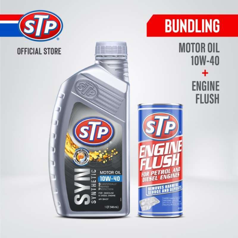 Promo Stp [bundle] Oli Sintetik 10w40 + Engine Flush Pembersih Oli