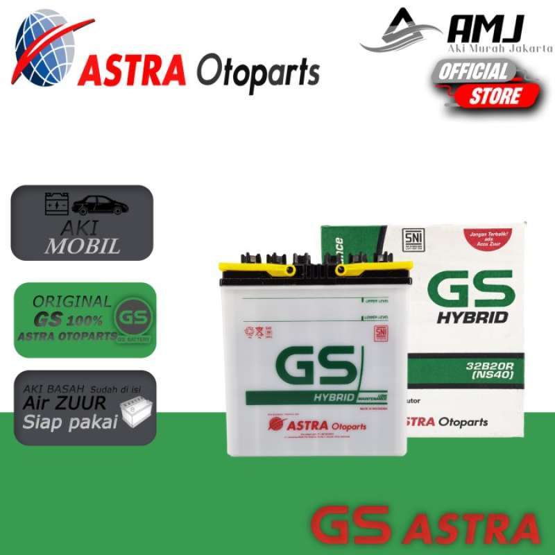 Promo Aki Mobil Luxio Gs Astra Ns40 Aki Basah Gs Hybrid 12v / 32 Ah