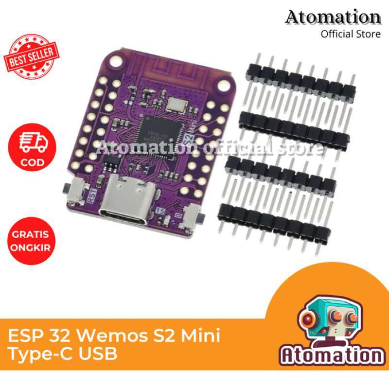 Jual Esp32 S2 Lolin Wemos S2 S2fn4r2 4mb Flash 2m Psram Usb Type C Di ...