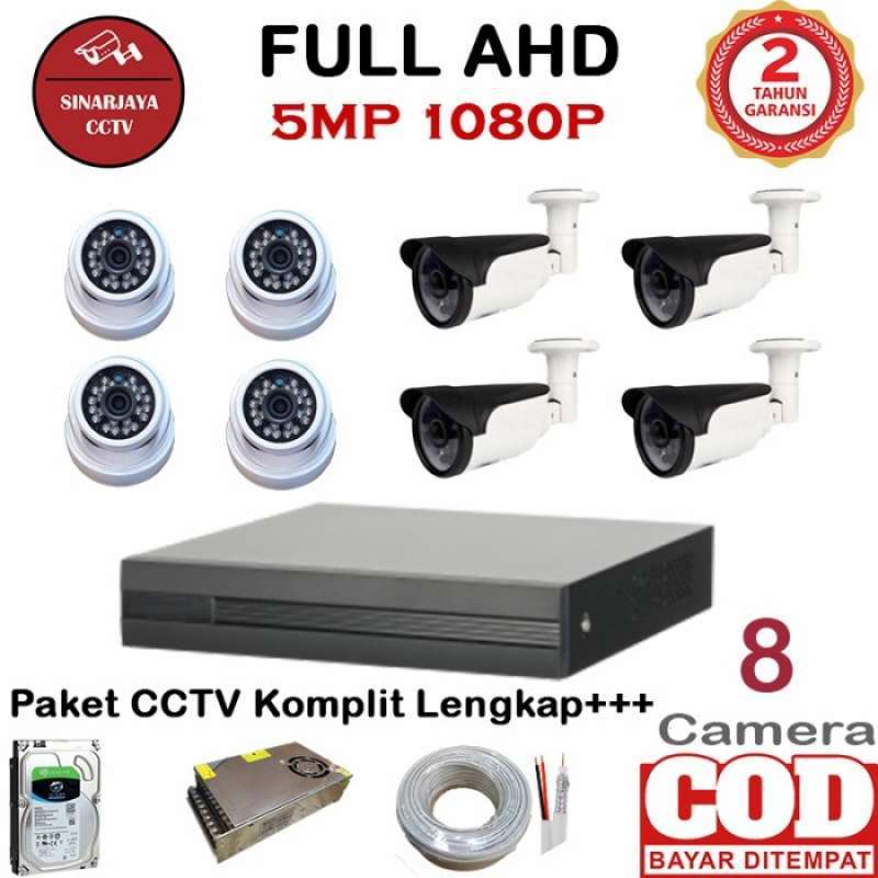 Promo Paket Cctv 8 Channel 8 Camera 5mp 1080p Lengkap Tinggal Pasang ...