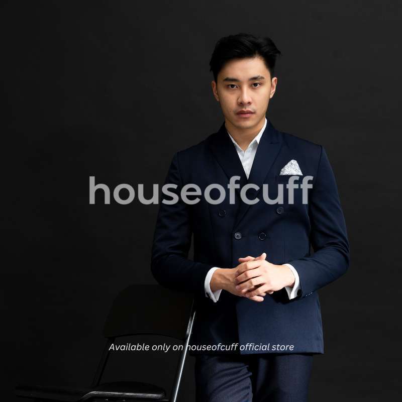Jas Slim Fit Suit Blazer Formal Warna Navy