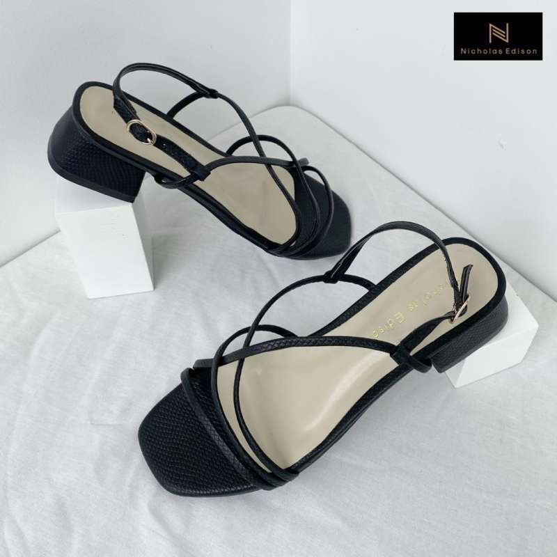 Black strappy open sandal