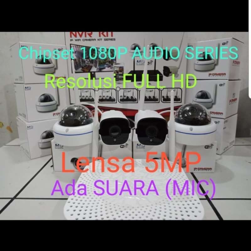 Promo Paket Cctv Wireless 4ch 4 Camera 5mp ( Include Audio/suara