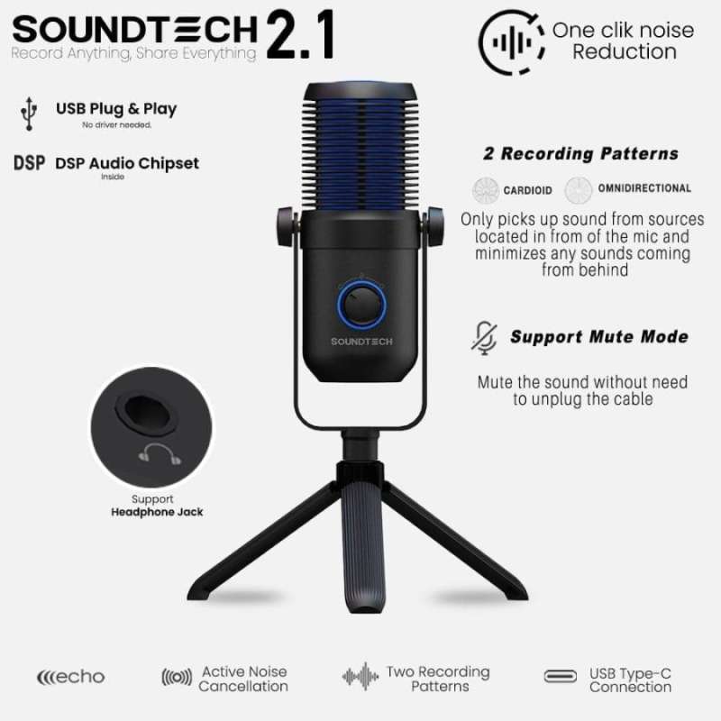 Soundtech Mic Jual Soundtech 2.1 USB Condenser Microphone Cardioid And Omnidirect For ...