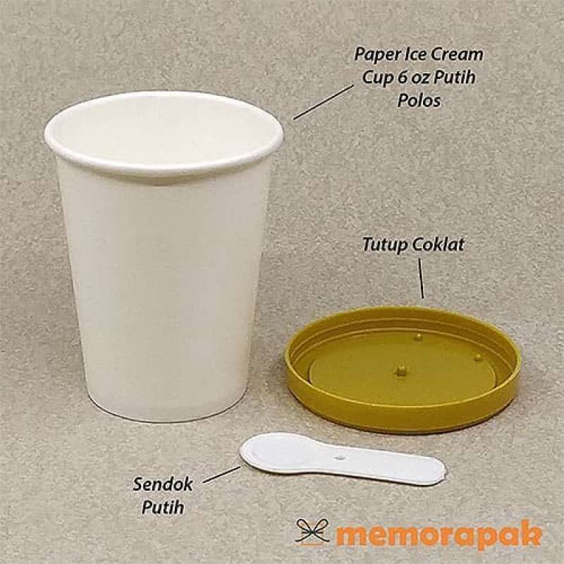 Jual Paper Cup Ice Cream / Es Krim 6 Oz + Tutup Warna + Sendok Putih Di ...