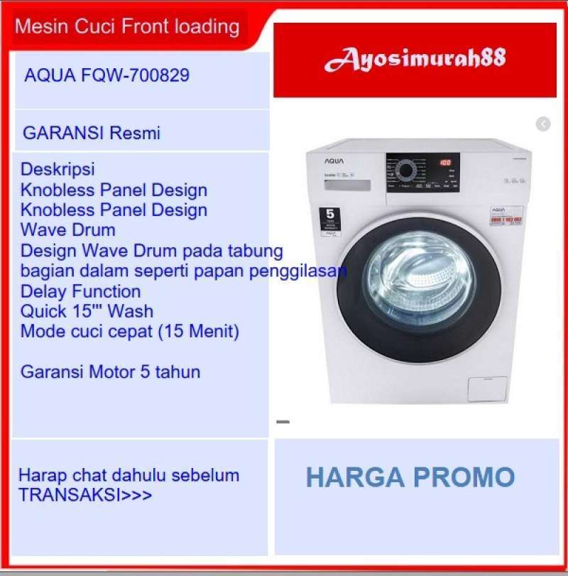 Promo Mesin Cuci Front Loading Aqua Fqw-700829 Diskon 23% Di Seller