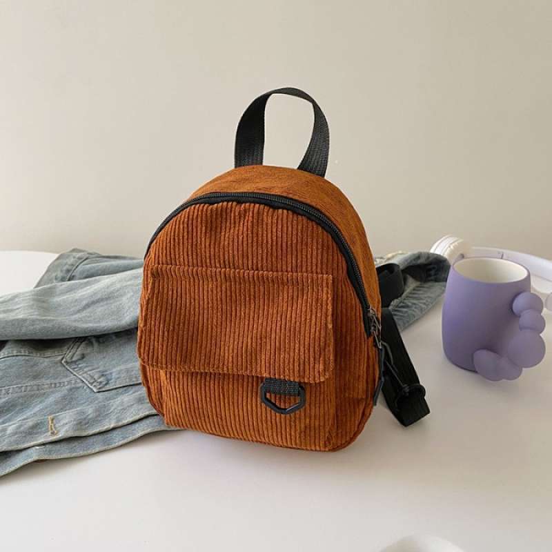 Mismi Nikki Bag Tas Ransel Mini Wanita Korduroi Korean Style 12N Merah