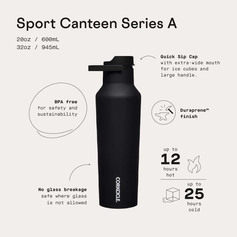Corkcicle Sport Canteen – Dreifach Isolierte Edelstahl-Wasserflasche, Hält Getränke 25 Std. Kalt – Auslaufsicher, 900 Ml, Perfekt Für Sport & Outdoor