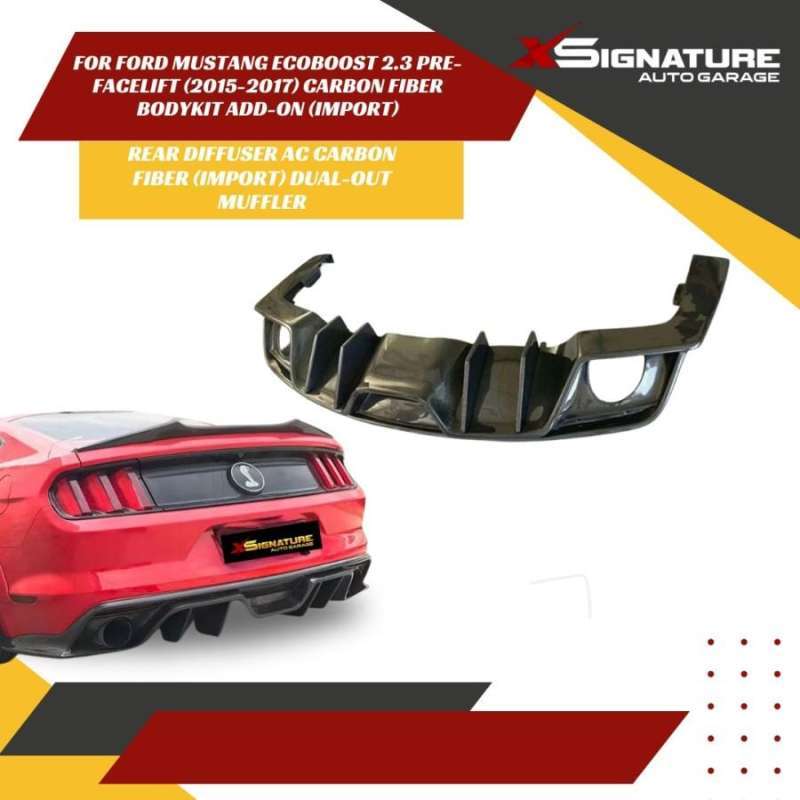REAR DIFFUSER AC CARBON FIBER DUAL OUT MUFFLER FORD MUSTANG 2015-2017