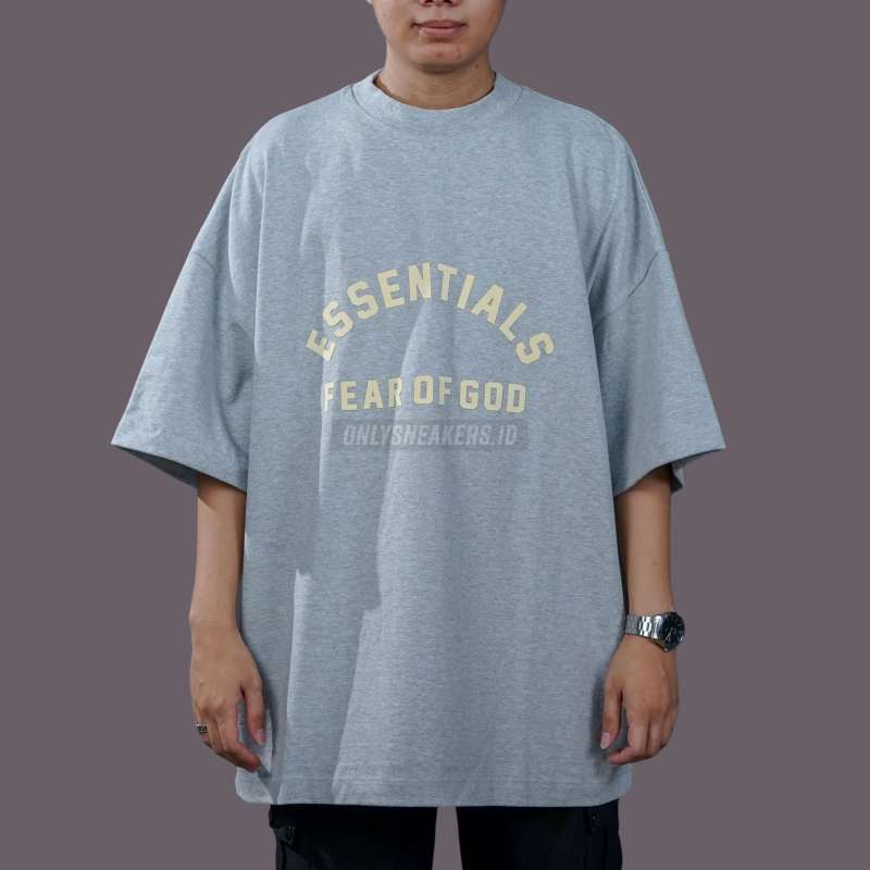 ESSENTIALS FOG HEAVY JERSEY LIGHT HEATHER OATMEAL TEE (100% AUTHENTIC)