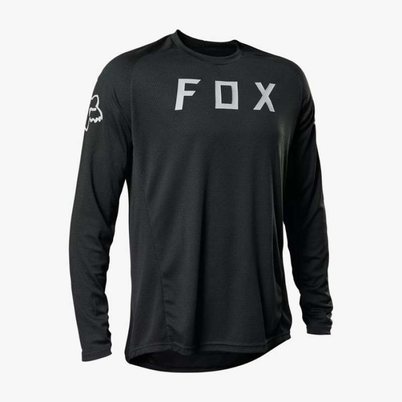 FOX Racing Defend Long Sleeve Jersey MTB Sepeda Gunung Apparel [Black]