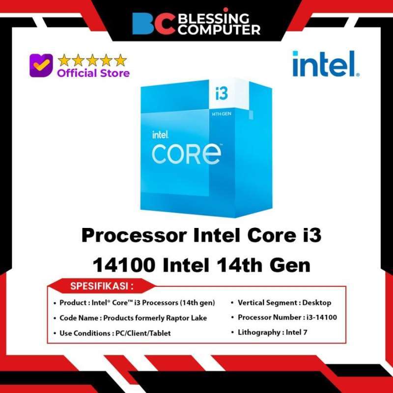 Intel Cpu INTEL Core I3 14100 3.5Ghz 14th Gen LGA1700