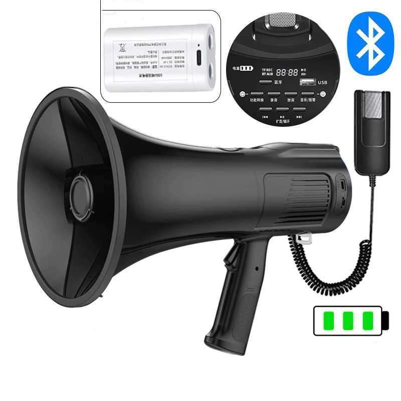 HYTONG Bluetooth Toa Megaphone with 350s Recording and 100W Output, 2000mAh Battery, for Loud Outdoor Announcements and Music Playback via MicroSD or USB
