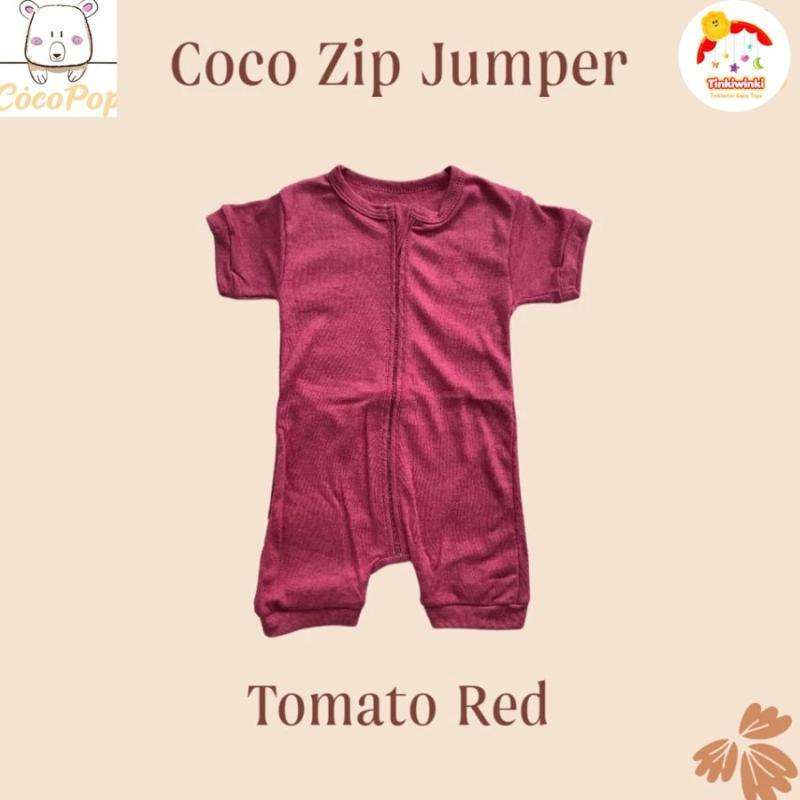 Cocopop Baby Coco Zip Jumper Baby Unisex Cotton Baju Bayi Laki Laki  Perempuan Set Tomato Red M