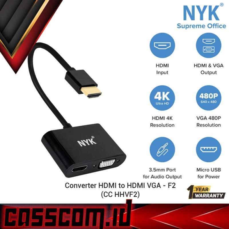 Adaptateur HDMI Vers VGA + Audio 3.5mm - Câble 20cm, Noir, Résolution 1920x1200 - 9