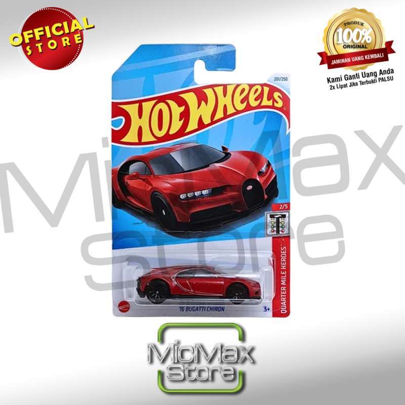 Quarter Mile Bugatti Toy Hot Wheels Bugatti Chiron, Red Hot Wheels