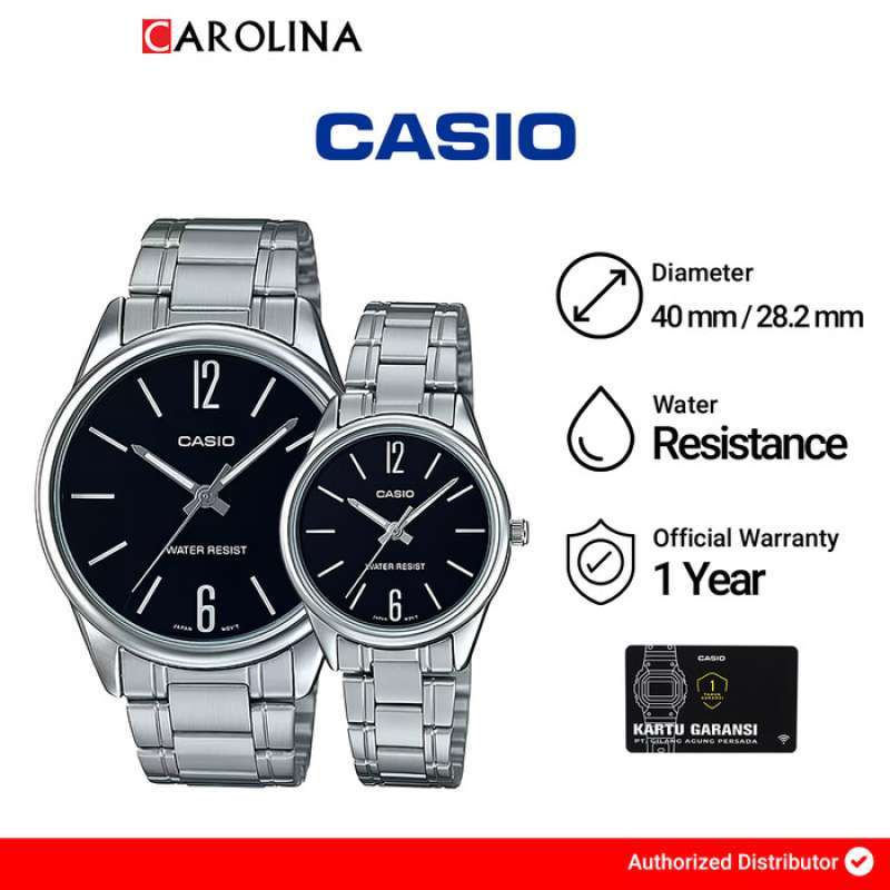 Jual Jam Tangan Couple Casio M/ltp-v005d-1b Black Dial Stainless