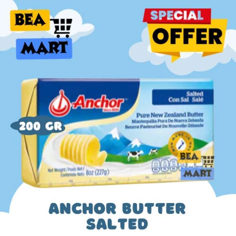 Anchor Salted Butter 200gr Mentega Asin Pure New Zealand Butter Pats  INSTANT ONLY