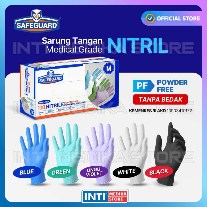 Promo Safeguard Sarung Tangan Nitril Powder Free Tanpa Tepung