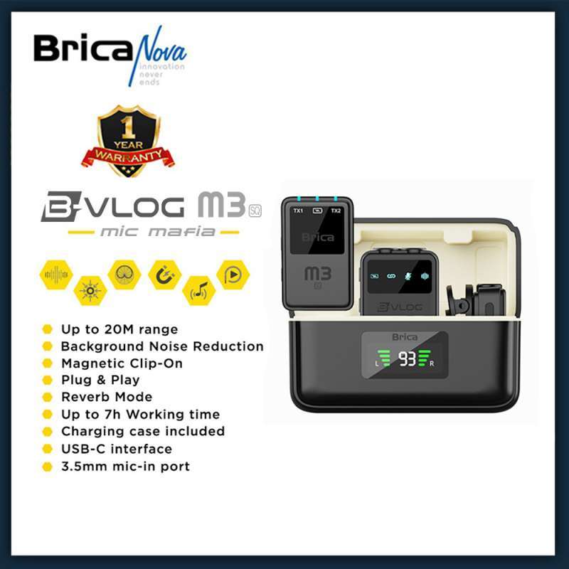 Promo Brica B-vlog M3 Sq Dual Magnetic Clip Wireless Microphone