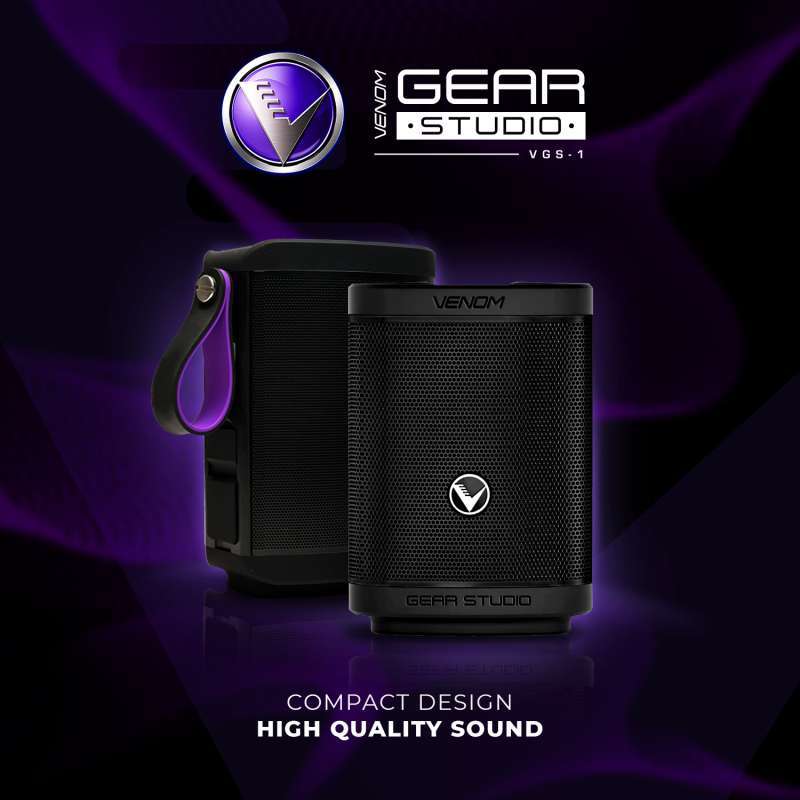 Venom Gear Studio VGS1 Bluetooth Speaker with Ultra Bass, 7800mAh Battery, and IPX5 Certification. Ideal for Home Theater, Cafe, or Travel Use