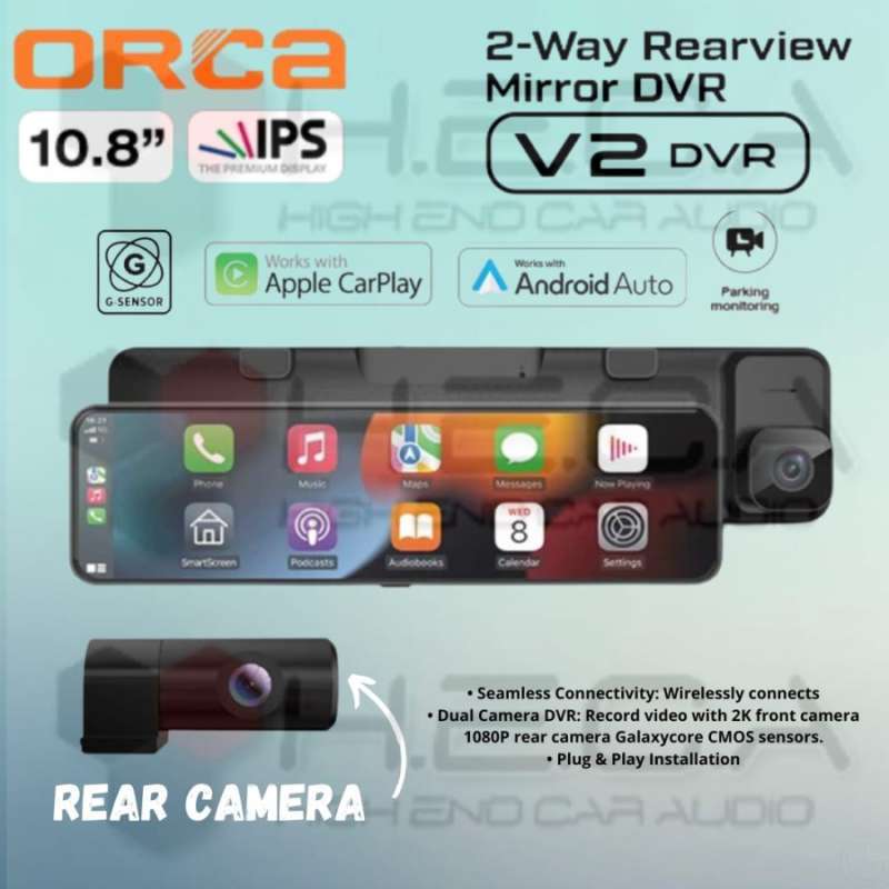 Jual Orca V2 Dvr Apple Carplay & Android Auto 10.8 Kaca Spion Tengah ...