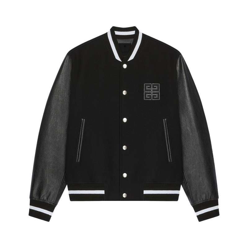 Givenchy 4G Varsity Jacket in Wool and Leather Black