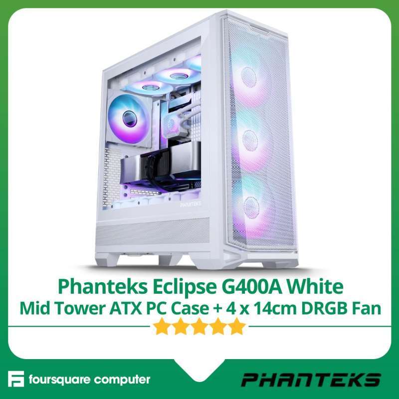 Jual Phanteks Eclipse G400a White Mid Tower Atx Pc Case + 4 X 14cm Fan ...