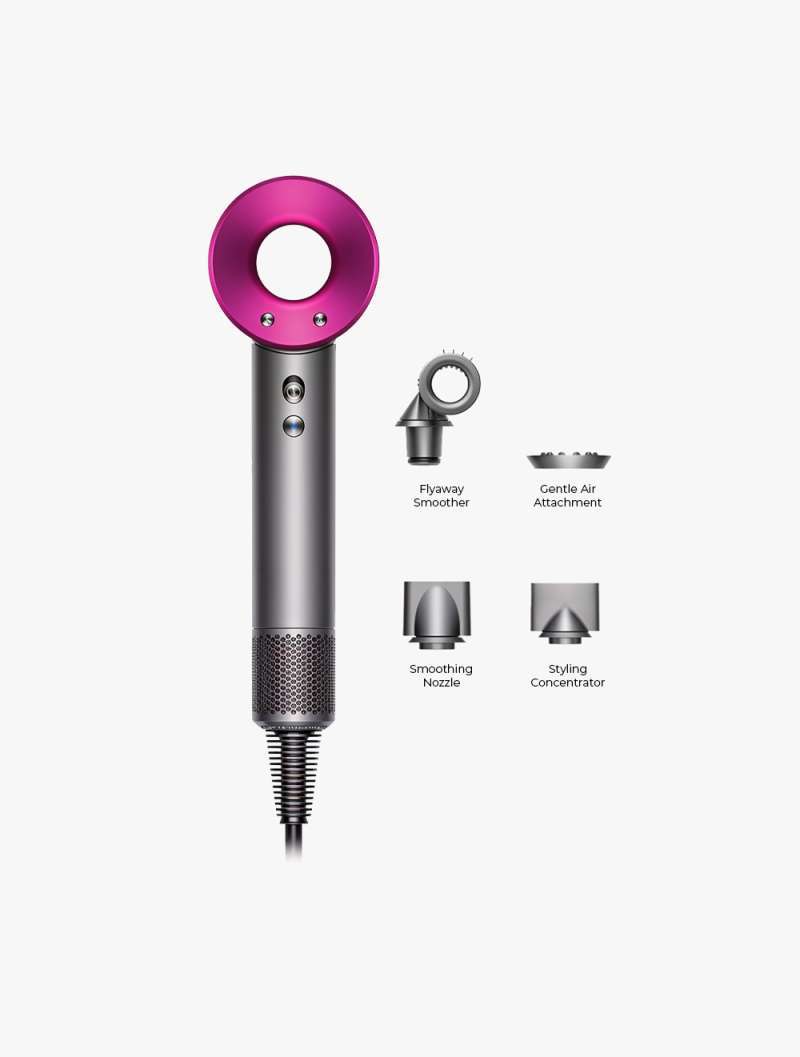 Dyson Supersonic Hair Dryer HD15 (Iron/Fuchsia) with Flyaway Smoother  Pengering Rambut