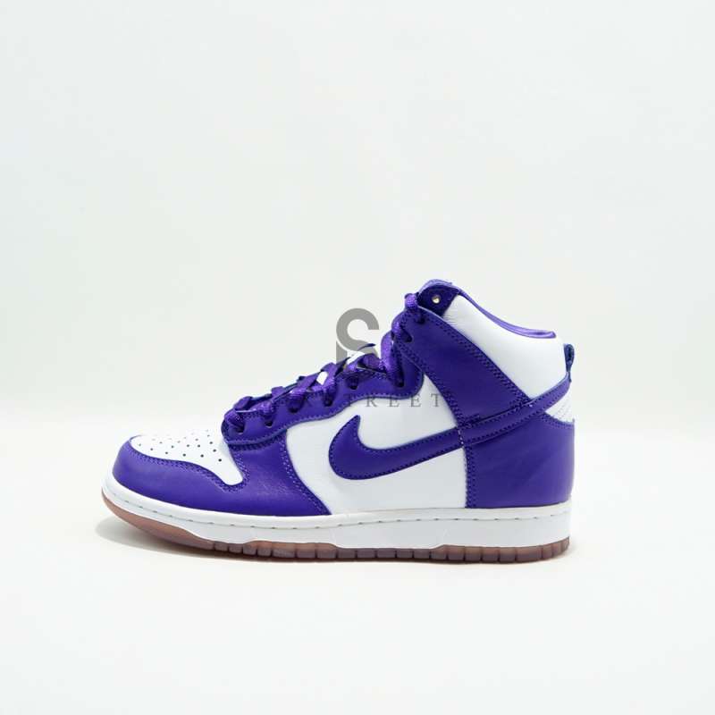 purple and white dunk high