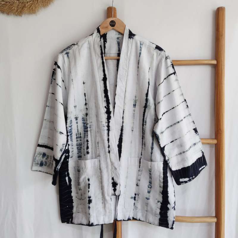 Promo Kaja Shibori Oute Pria Motif Shibori Bahan Linen Lengan