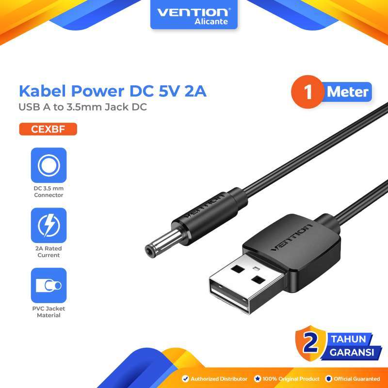 Vention Kabel Power USB A to Jack DC 5V 2A Nickel Plated Meter  CEXBF
