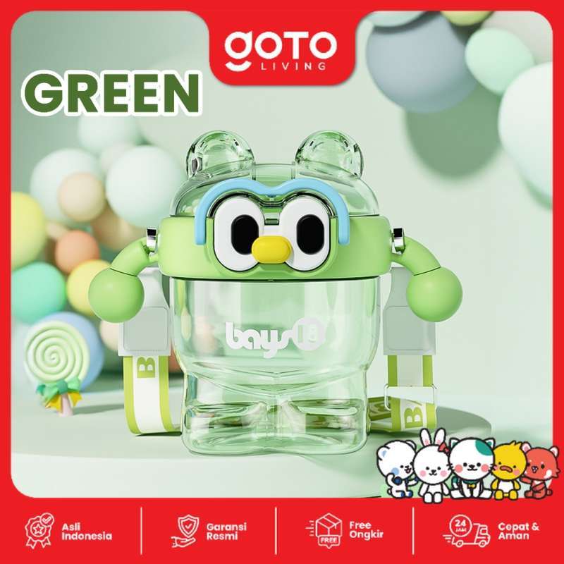 Goto Robochu Water Bottle Anti Bocor Botol Minum Anak BPA Free 700ML GREEN