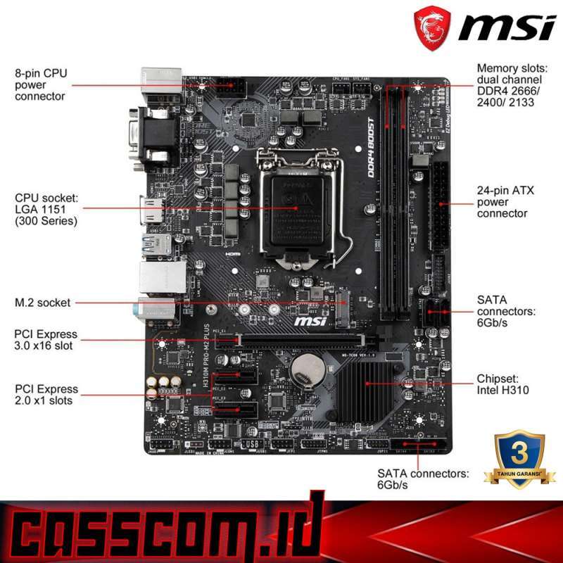 Motherboard MSI H310M PRO-M2 (Intel LGA1151, H310, DDR4, SATA3)