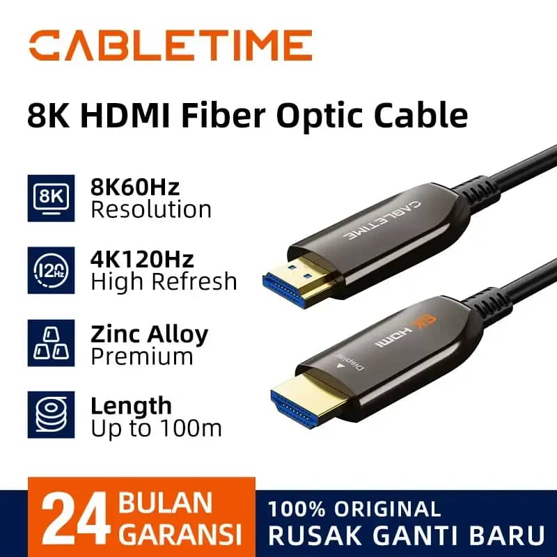 CABLETIME Kabel HDMI Fiber Optical Active 8K 60Hz 48Gbps HDR 10M 20M 30M