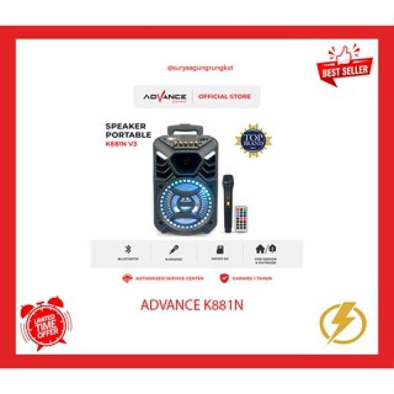 Advance Bluetooth Speaker with FM Radio and 8-Inch USB Player, Built-in Handle & Wheels, Rechargeable Battery. Perfect for Meetings and Events